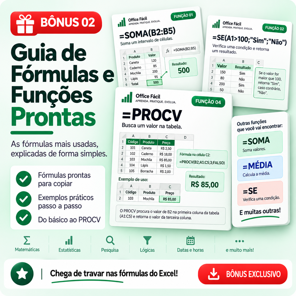 Guia de Fórmulas e Funções Prontas
