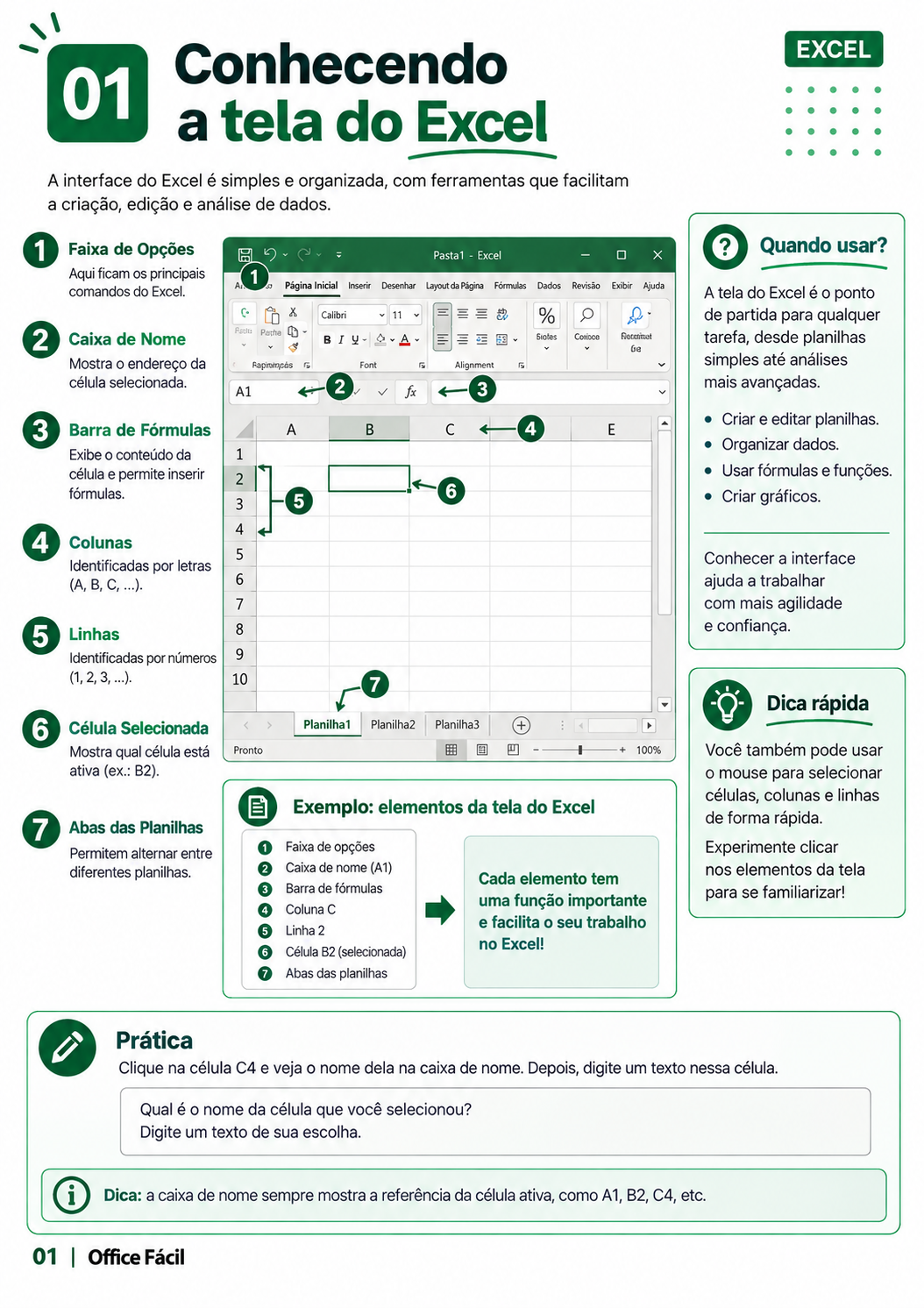Exemplo de página do material de Excel